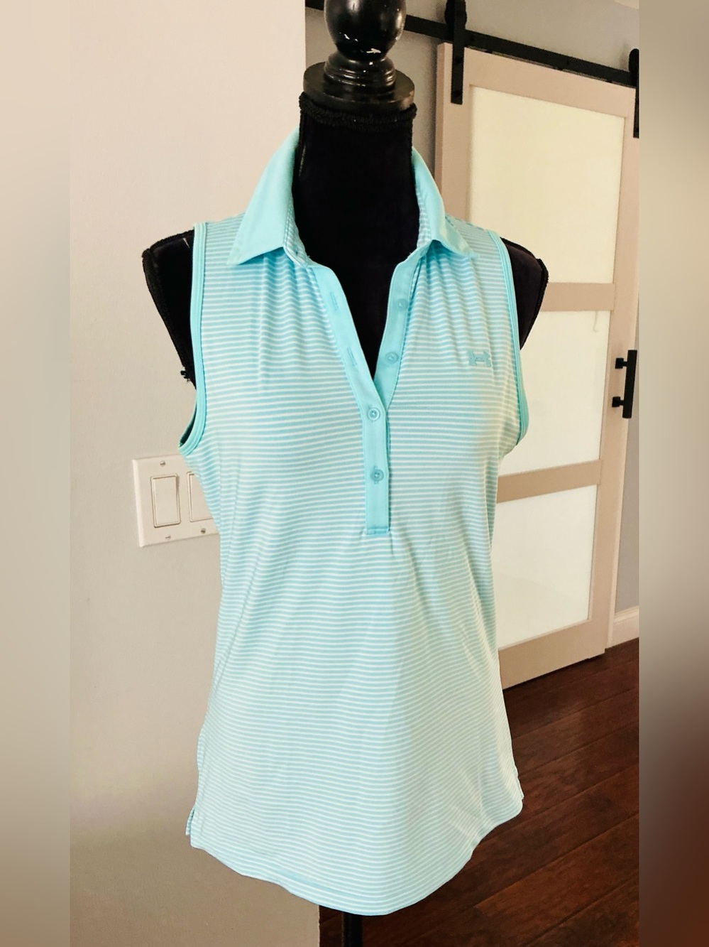 UNDER ARMOUR Polo Tank - Light Aqua Striped🩵🤍🩵